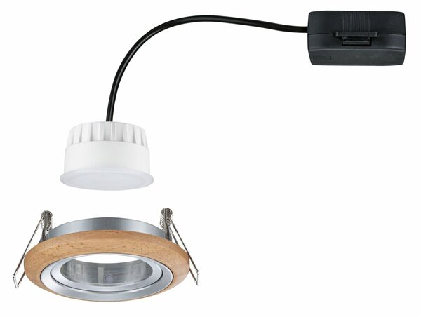 PAULMANN LED vestavné svítidlo Lanati spot kruhové 84mm 30° Coin 6W 230V 2700K dub/hliník broušený