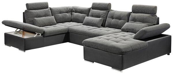 ROHOVÁ SEDAČKA, textil, šedá, černá MID.YOU - Sedací soupravy, Online Only