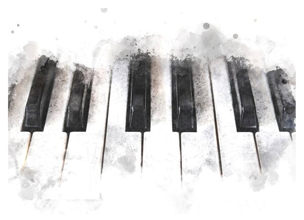 Skleněný obraz - Piano, aquarel (70x50 cm)