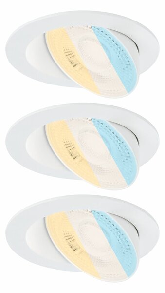 PAULMANN LED vestavné svítidlo White Select Aumus 3ks sada kruhové 105mm 90° 3x5W 230V stmívatelné 2700 - 6500K bílá