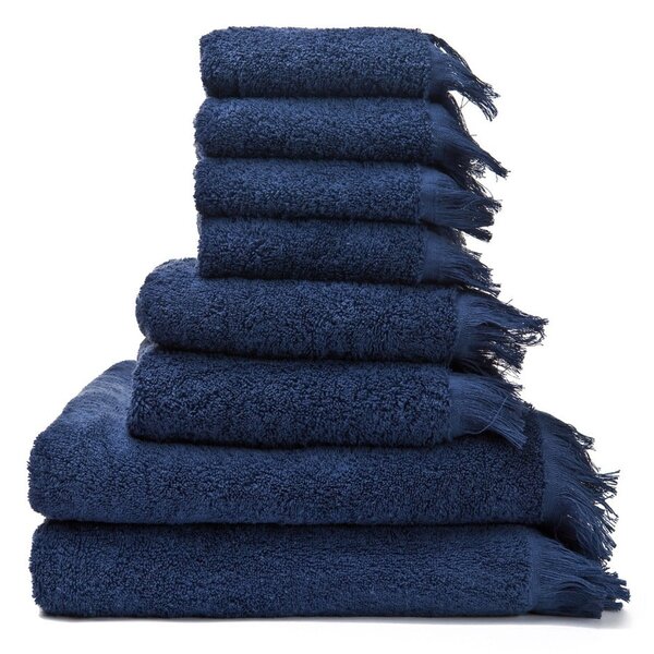 Sada 6 modrých ručníků a 2 osušek ze 100% bavlny Bonami Selection