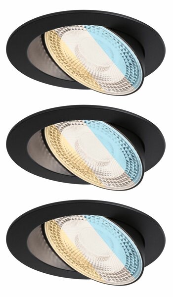 PAULMANN LED vestavné svítidlo White Select Aumus 3ks sada kruhové 105mm 90° 3x5W 230V stmívatelné 2700 - 6500K černá