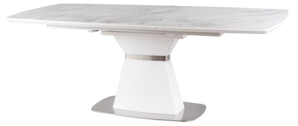 Rozkládací jídelní stůl 160-210 cm Shirly (bílá + mramor bílý) (pro 8 a více osob). Vlastní profesionální přeprava až k Vám domů 1050805