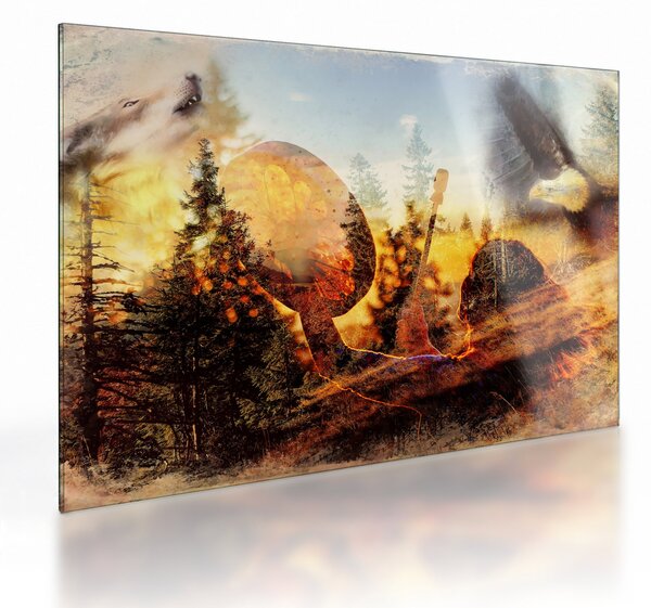 Skleněný obraz - Šamanský motiv (70x50 cm)