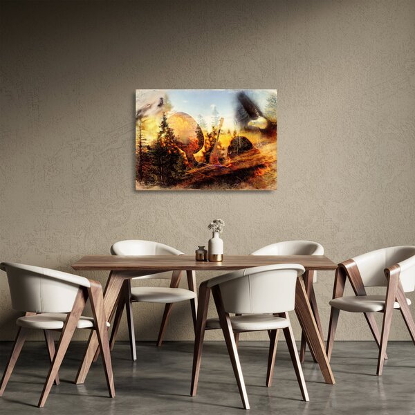 Skleněný obraz - Šamanský motiv (70x50 cm)