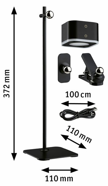 PAULMANN Mobilní stolní lampa Varia CCT / 1,6 / 0,4W černá