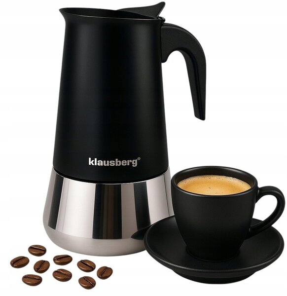 Nerezový kávovar na espresso 12 šálků černý/stříbrný Klausberg