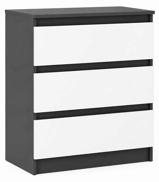 Moderní komoda se 3 zásuvkami | Bílá přídavná skříňka | Komoda se zásuvkami 70 x 74,5 x 40 cm | Do ložnice, obývacího pokoje a předsíně, antracitová / bílá