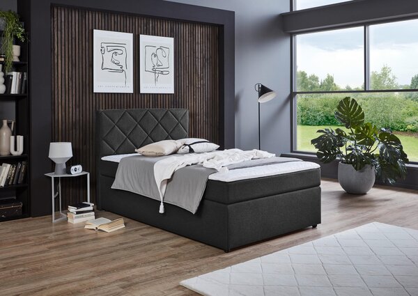 POSTEL BOXSPRING, 120/200 cm, antracitová Boxxx - Jednolůžkové postele, Online Only