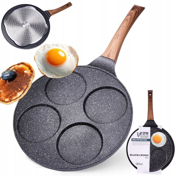 Pánev na vejce a lívance Vilde Black&Wood 26 cm granitová