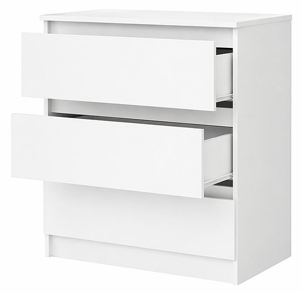 Moderní komoda se 3 zásuvkami | Bílá přídavná skříňka | Komoda se zásuvkami 70 x 74,5 x 40 cm | Do ložnice, obývacího pokoje a předsíně, bílá