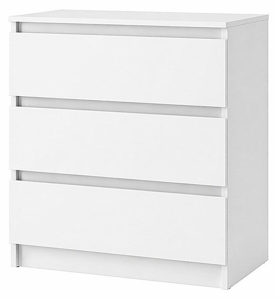 Moderní komoda se 3 zásuvkami | Bílá přídavná skříňka | Komoda se zásuvkami 70 x 74,5 x 40 cm | Do ložnice, obývacího pokoje a předsíně, bílá