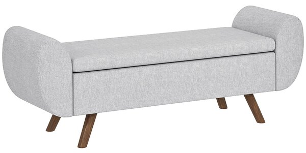 HOMCOM Úložná Lavice 53,8L Ottoman Úložný Box na Konci Postele s Polstrovaným Lněným Sedákem a Opěrkami Rukou, pro Obývací Pokoj, Ložnici, Předsíň, 13