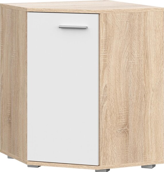 Komoda FAUSKE – prostorná – hranatá – dub Sonoma – bílá – šířka 58 cm, výška 74 cm, hloubka 58 cm