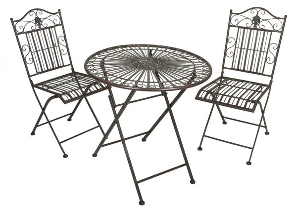Tmavě hnědý kovový zahradní jídelní set pro 2 – Garden Pleasure