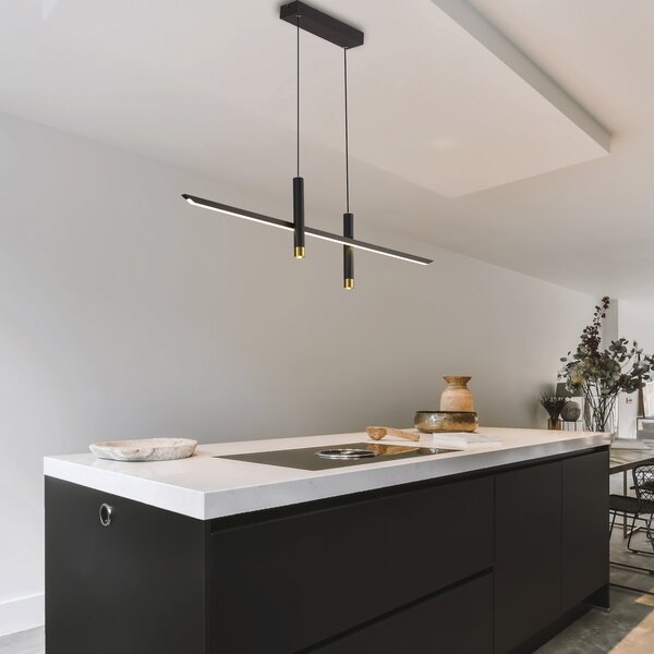 Mantra 7983 Esparta, moderní závěsné svítidlo LED 50W 3000K černá/zlatá, délka 153cm