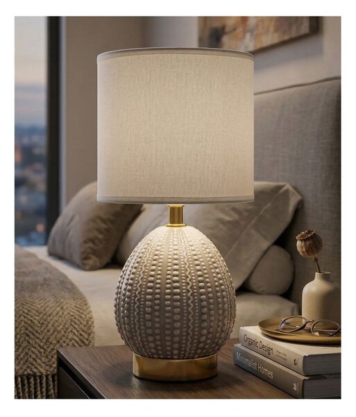 Světle šedá keramická stolní lampa s textilním stínidlem (výška 30,5 cm) Flavi – Mauro Ferretti