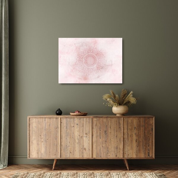 Skleněný obraz - Růžová mandala (70x50 cm)