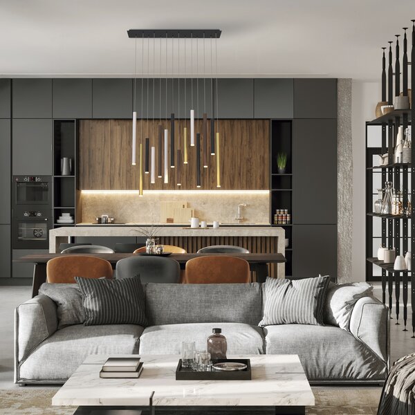 Mantra 8085 Cala, závěsné svítidlo 14x 6W LED 3000K bílá/černá/zlatá/corten, 30x90cm