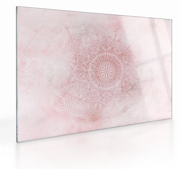 Skleněný obraz - Růžová mandala (70x50 cm)