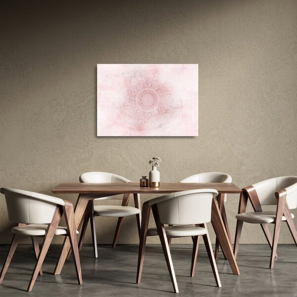 Skleněný obraz - Růžová mandala (70x50 cm)