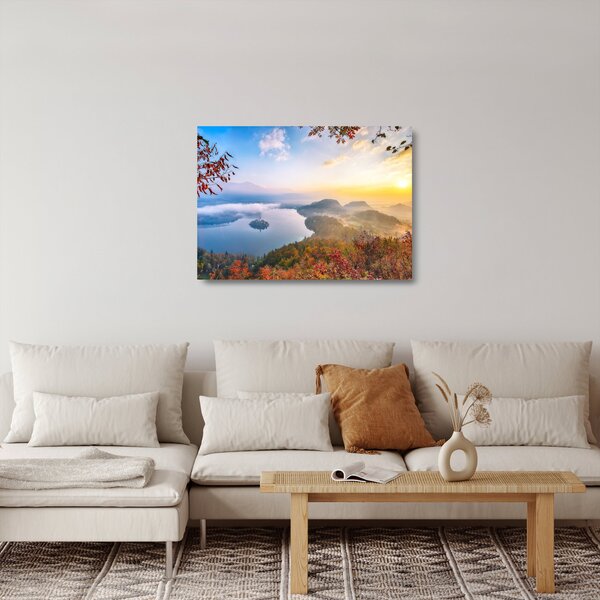 Skleněný obraz - Bledské jezero (70x50 cm)