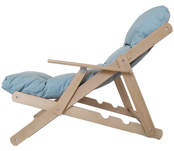 HOMCOM Skládací a polohovací dřevěná relaxační židle s tlustým polstrovaným polštářem - 71 x 89 x 96 cm, šedá | Aosom