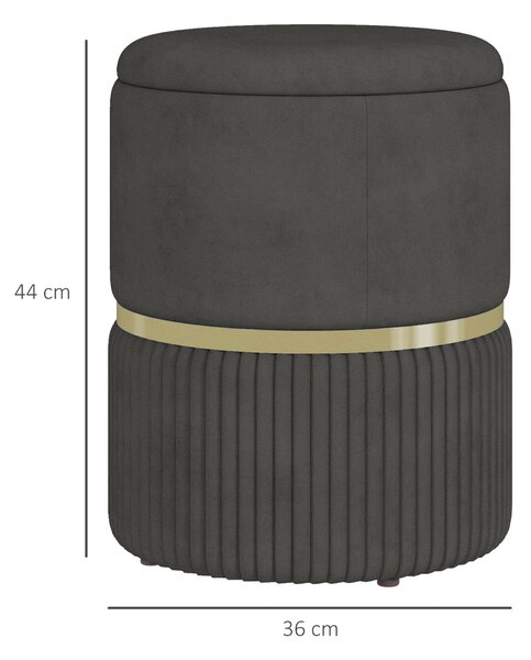 HOMCOM Pouf, otoman a úložný prostor, sametové manšestr, moderní design, 36 x 36 x 44 cm, do obývacího pokoje, ložnice, šedý | Aosom