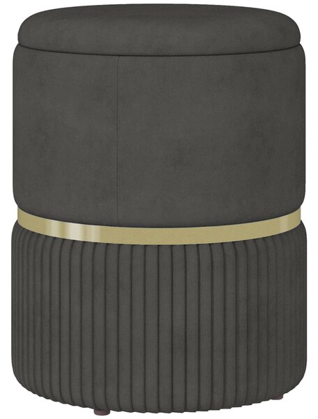 HOMCOM Pouf, otoman a úložný prostor, sametové manšestr, moderní design, 36 x 36 x 44 cm, do obývacího pokoje, ložnice, šedý | Aosom