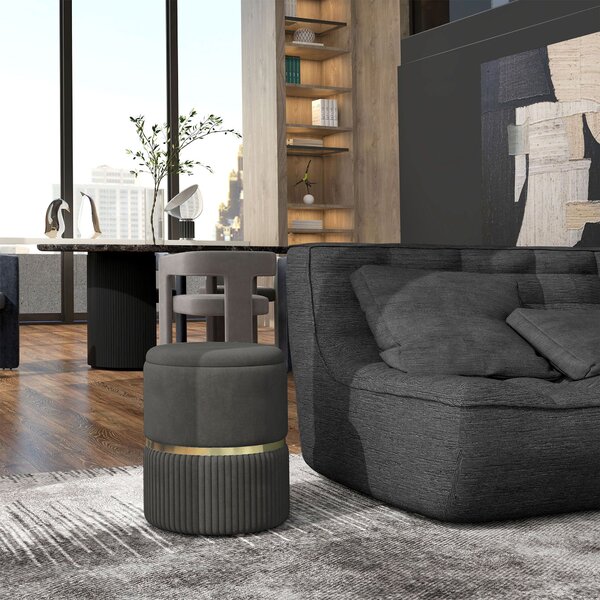HOMCOM Pouf, otoman a úložný prostor, sametové manšestr, moderní design, 36 x 36 x 44 cm, do obývacího pokoje, ložnice, šedý | Aosom
