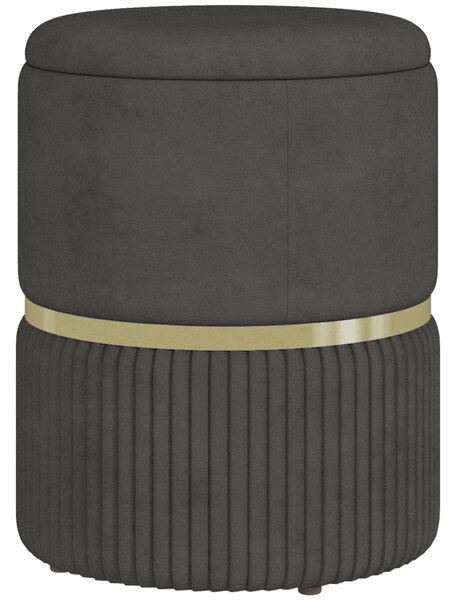 HOMCOM Pouf, otoman a úložný prostor, sametové manšestr, moderní design, 36 x 36 x 44 cm, do obývacího pokoje, ložnice, šedý | Aosom