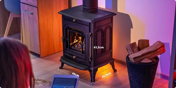 Litinová krbová kamna THUNDER AGNI 7 kW – kamna na dřevo s oplachem skla, chladnými dvířky, EcoDesign 2022, černá