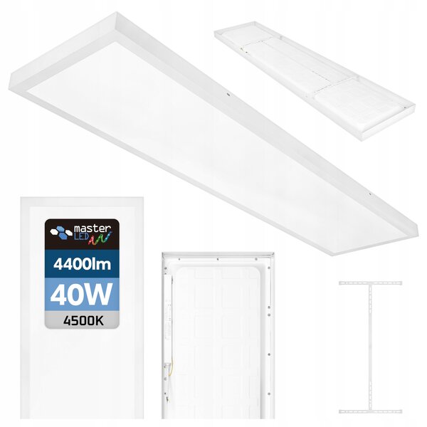 Panel LED Lampa Sufitowa Plafon Natynkowy 40W 120x30cm 4400lm bílá