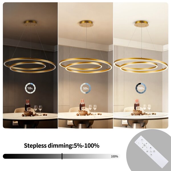 BRILAGI-LED Stmívatelný lustr na lanku TWISTER LED/105W/230V 3000-6000K zlatá+DO