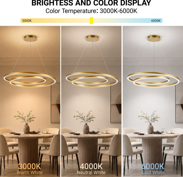 BRILAGI-LED Stmívatelný lustr na lanku TWISTER LED/105W/230V 3000-6000K zlatá+DO