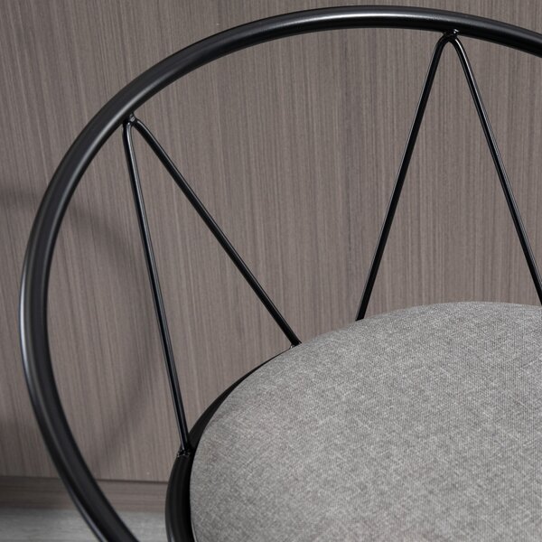 HOMCOM Sada 2 barových židlí v neo-retro designu s nastavitelným otočným kovovým podnožím, černá šedá len | Aosom