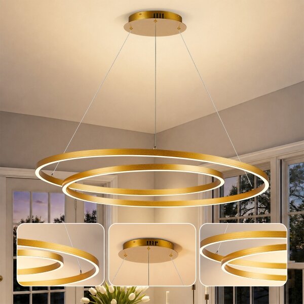 BRILAGI-LED Stmívatelný lustr na lanku TWISTER LED/105W/230V 3000-6000K zlatá+DO
