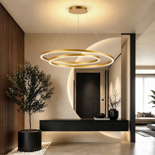 BRILAGI-LED Stmívatelný lustr na lanku TWISTER LED/105W/230V 3000-6000K zlatá+DO