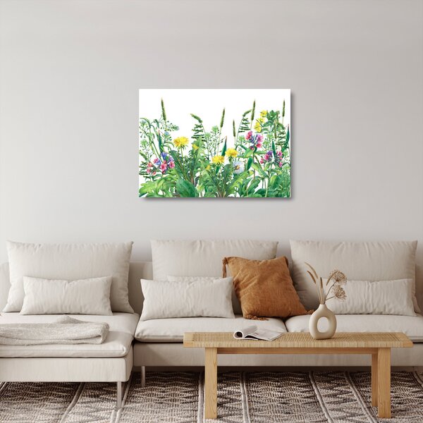 Skleněný obraz - Malované luční kvítí (70x50 cm)