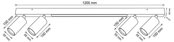 Brilagi - LED Bodové svítidlo SELE 4xGU10/30W/230V + LED/25W černá/dekor dubu