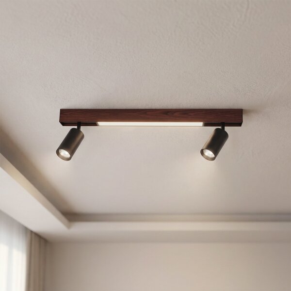 Brilagi - LED Bodové svítidlo SELE 2xGU10/30W/230V + LED/15W černá/dekor dubu