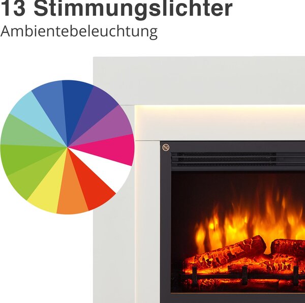 Elektrický krb, stojací model BALDERIA Elektra – výkon až 2000 W, bílý