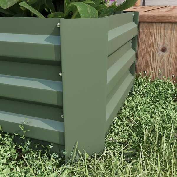 Outsunny Sada 2 obdélníkových vyvýšených zahradních květináčů 100L x 50W x 30H cm - Zelený vlnitý ocel | Aosom