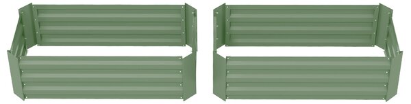 Outsunny Sada 2 obdélníkových vyvýšených zahradních květináčů 100L x 50W x 30H cm - Zelený vlnitý ocel | Aosom
