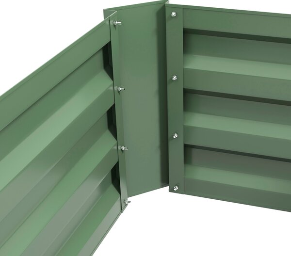 Outsunny Sada 2 obdélníkových vyvýšených zahradních květináčů 100L x 50W x 30H cm - Zelený vlnitý ocel | Aosom