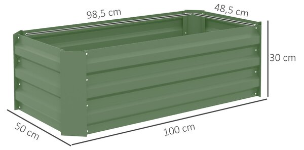 Outsunny Sada 2 obdélníkových vyvýšených zahradních květináčů 100L x 50W x 30H cm - Zelený vlnitý ocel | Aosom