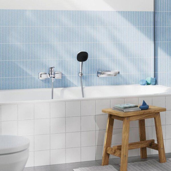 Nástěnná vanová baterie, GROHE DICE, chrom, SilkMove, FastFixation, omezovač průtoku