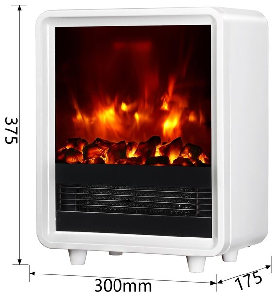 Elektrická krbová kamna BALDERIA George – výkon až 2000 W, 3D efekt plamenů, bílá
