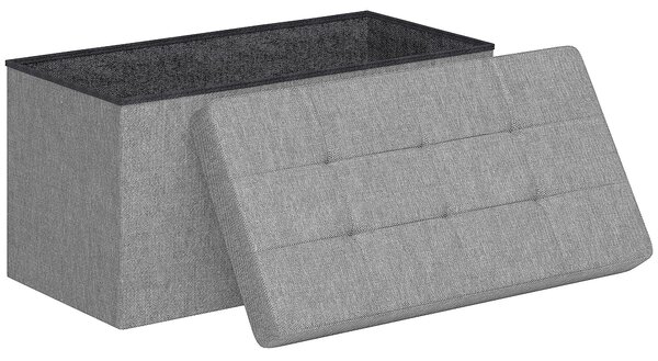 HOMCOM Úložná Lavice Ottoman, 76 x 38 x 38 cm, 84L, skládací, na konci postele, podnožka, s víkem, do předsíně, obývacího pokoje, prošívaná, světlá še