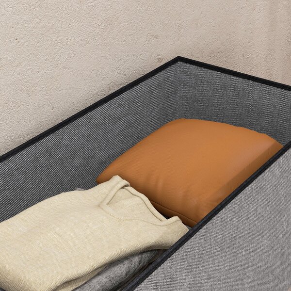 HOMCOM Úložná Lavice Ottoman, 76 x 38 x 38 cm, 84L, skládací, na konci postele, podnožka, s víkem, do předsíně, obývacího pokoje, prošívaná, světlá še